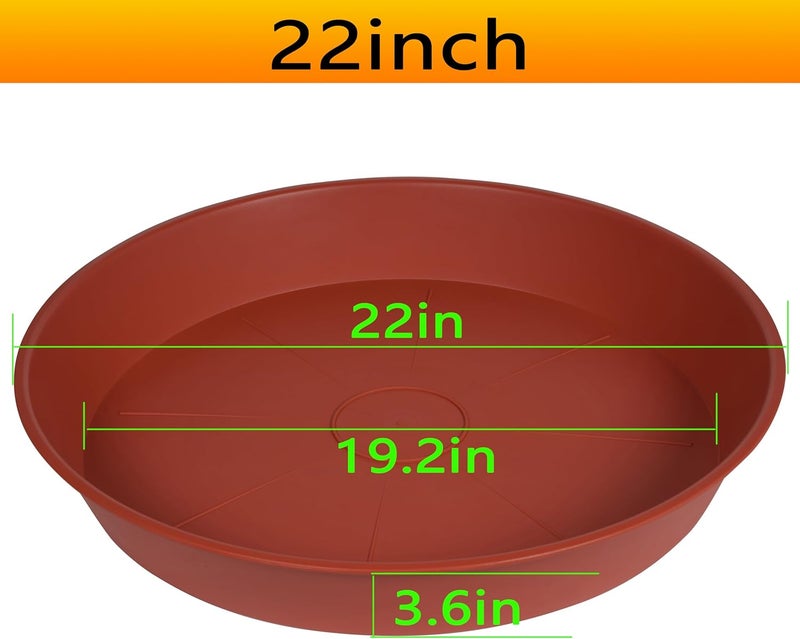 Bleuhome 2 Pack of 20 22 inch Plant Saucer (19.1 inch Base), 3.6" Depth Tray, Large Deep Heavy Duty Saucers for Pots, Garden Bird Bath Bowl, Plant Trays for Indoors Outdoor (21", Terracotta) - Image 3